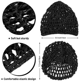 Hair Wrap Nets for Women Sleep - 3 Pack Hairnets Sleep Hair Wrap Cap for Women Sleeping Black Mesh Crochet Hair Net for Sew in Weave (Black)