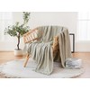 Coastline 100% Cotton Waffle Weave Blanket Throw with Fringe,Pre-Washed Soft