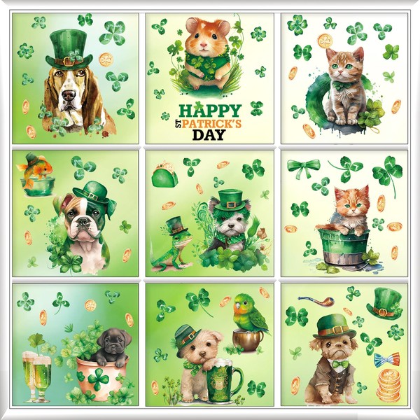 St Patricks Day Window Clings: 9 Sheets Saint Patrick's Day