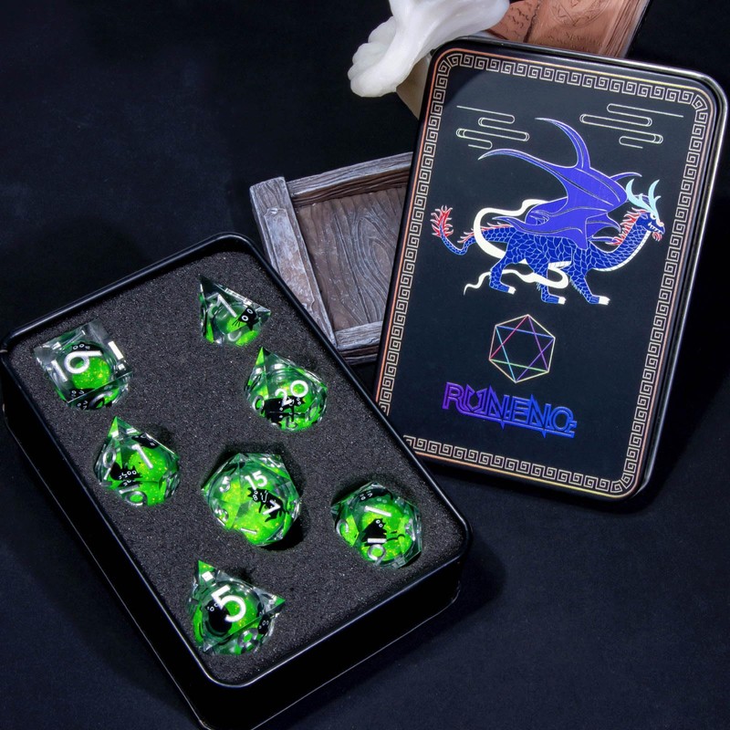Roycevon Resin DND Dice Set with Gift Box, 7Pcs Liquid