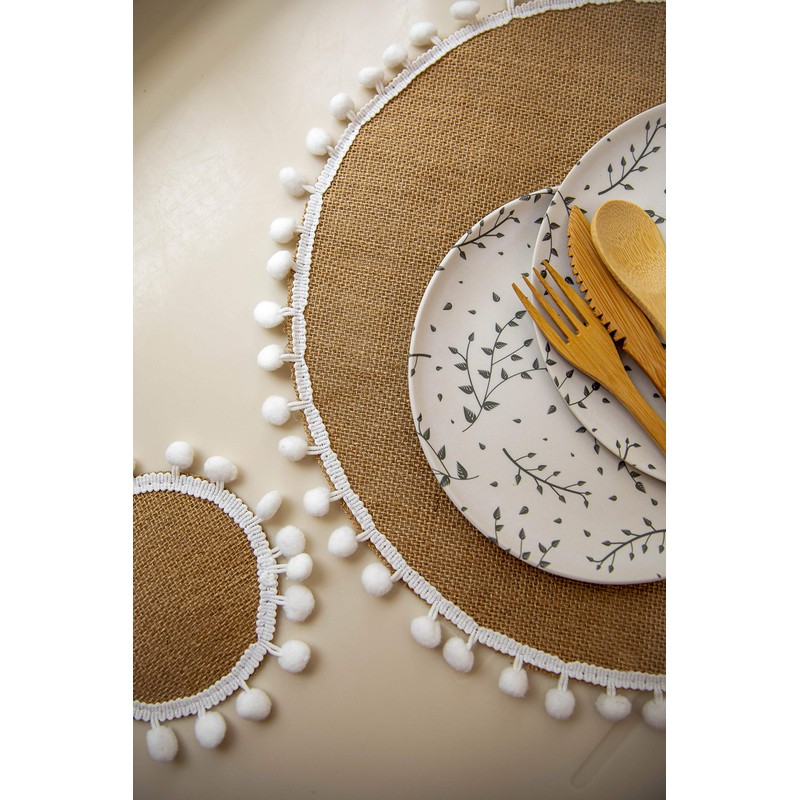 KitchenCraft Natural Elements Jute Coasters, Set of 4, Woven Jute