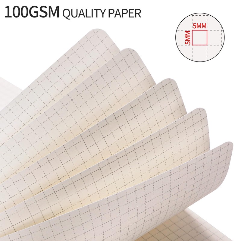 RETTACY Graph Paper Notebook A5 320 Pages Grid Notebook Thick
