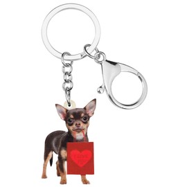 DUOWEI Cute Chihuahua Dog Keychain Acrylic Pet Keyring Key for Women Teenager Girls Charm Gift, Chihuahua