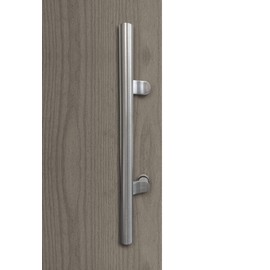 NHN Post-Mount Offset Double-Sided Ladder Style Push-Pull Stainless Door Handle for Steel, Aluminum and Glass Doors, Brushed Stainless Steel Finish (16inch, Satin Stainless Steel)