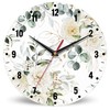SPUNKER Wall Clock,White Flowers 10 Inch Wall Clock,Rose Peony Leaves
