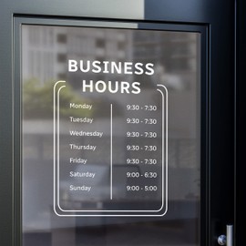Business Hours with Border 7 Days Vinyl Window Decal - Custom Business Hours Sign - Storefront Decal - Restaurant Hours - Hours Of Operation Sign - Custom Hours - Business Hours 15x19