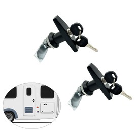Jamgoer T Handle Door Lock 2PCS Truck Cap Locking Latch with 2 Keys Zinc Alloy Lock Black T-Handle Lock Set for Garage Door Lock Truck Camper Cabinet Door
