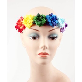 SAE99 Rainbow Floral Flower Stretch Headband, Soft Stretchy Headband, Headband Fits All