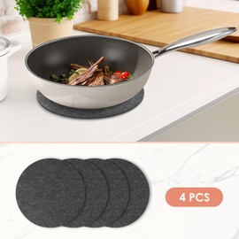 SOSMAR Pack of 4 Large Felt Coasters, Felt Underlay for Pots, Glasses, Vases and Bowls, Table Protector, Table Coasters, Protective Mat Made of Robust Felt (Round Diameter 25 cm, Anthracite)