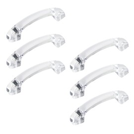 Geesatis Set of 6 Clear Acrylic Cabinet Handle Pull Hardware Furniture Connection Arch Handle Pull, Length 3.3", with Mounting Screws