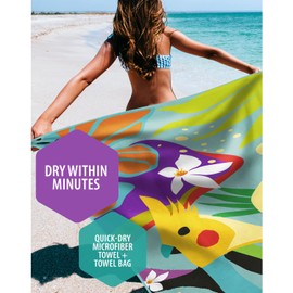 VENTURE 4TH Microfiber Beach Towel: Quick-Dry, Compact, Sand-Free, Absorbent, Sandproof and Lightweight - Perfect for Camping, Beach, and Roadtrips (Turquoise Cockatoo Design | 35x78 inches)