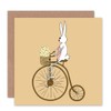 BUNNY BICYCLE EASTER RABBIT BLANK GREETINGS BIRTHDAY CARD ART CS267