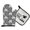 Mingnei Pug Dog Oven Mitts and Pot Holders Sets, Pug