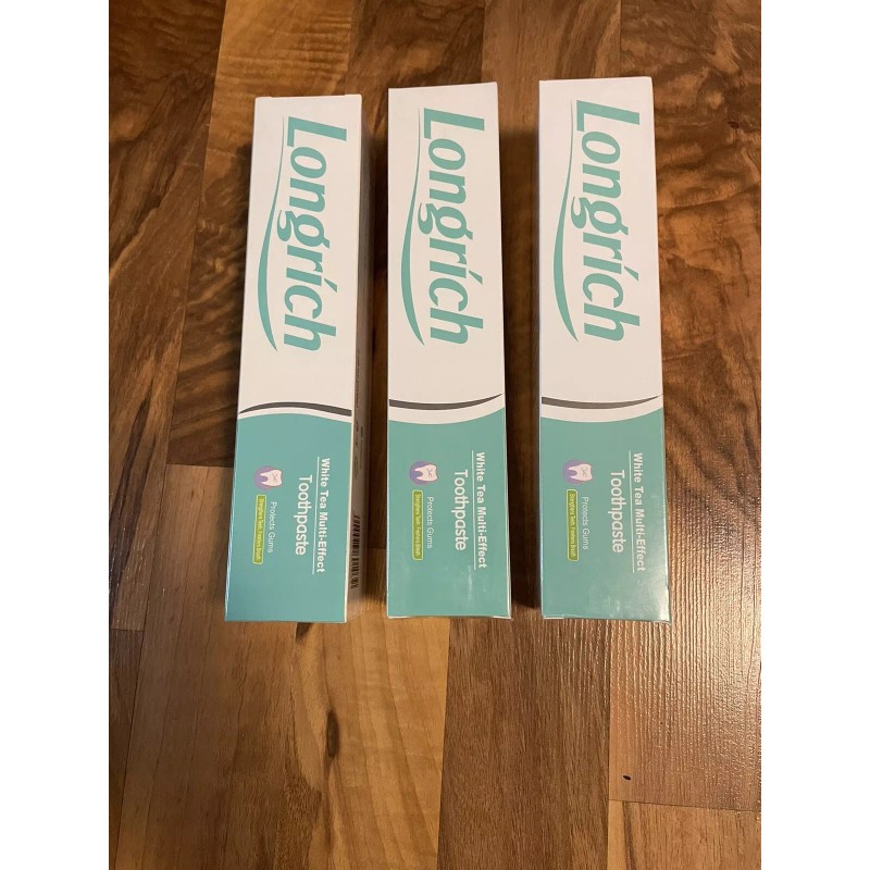 LONGRICH Toothpaste, WhiteTea,Fluoride free,DeepCleaning,3 Pack Jumbo Size 200g