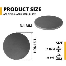 1/8" Steel Plate, Disc Shaped, 2" Diameter, A36 Steel, Round, Circle 2 PC LOT