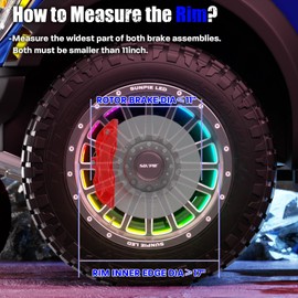 SUNPIE Wheel Lights for Truck, 14.5inch Wheel RGB Lights w/Sequential & Color Changing for Car Tire Rim 17inch and 18inch Vehicle Waterproof Wheel Ring Light w/APP/RF Control DC 12V for Truck SUV Car