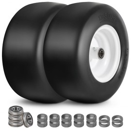 Aukivon 13x5.00-6 Flat Free Tire and Wheel with 3/4" & 5/8" Bearing, 13x5.00-6 Lawn Mower Tires for Zero Turn Mower, Riding Lawn Mower for Commercial Grade Lawn, Garden, 3"-5.65" Centered Hub (2 Pack)