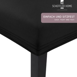 Scheffler Home Stretch Leni Chair Covers, Black Chair Covers, Set of 4, Stretchy Chair Covers, High-Backed Chair Cover