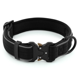 Plutus Pet Tactical Dog Collar, Reflective, Adjustable Heavy Duty Dog Collar, Soft Padded and Comfortable, for Small Medium and Large Dogs (Black, XL)