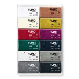 STAEDTLER 8013 C12-1 FIMO Effect Oven Hardening Modelling Clay - Assorted Colours (Pack of 12 x 25g Blocks)