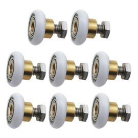RLECS 8PCS Shower Door Roller Pulley Replacement Shower Single Convex Brass Bearing White Ball Pulley Diameter 20MM/0.78Inch Suitable for Bathroom and Shower Door and Glass Door