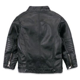 LJYH Boys Leather Jackets New Spring Children Collar Motorcycle Faux Leather Zipper Coats 13/14yrs (160)