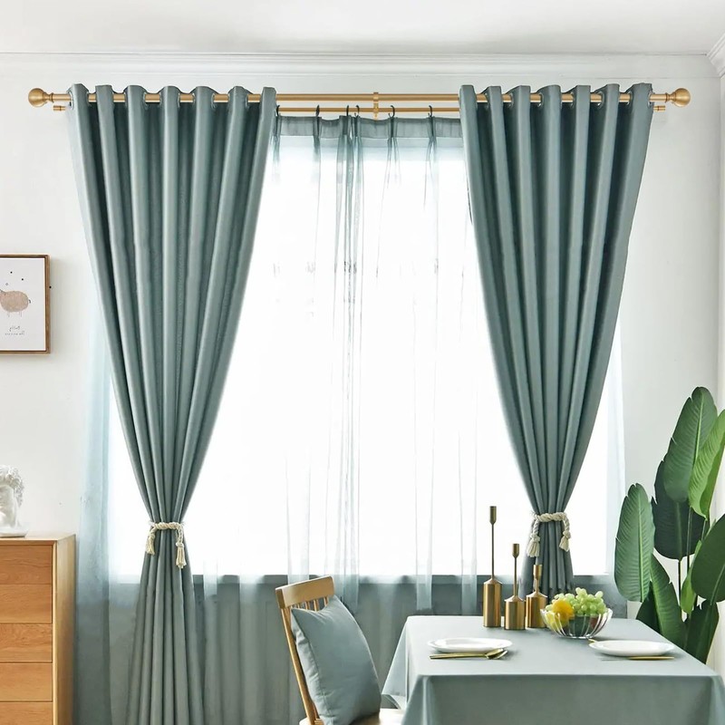 Warm Gold Decorative Curtain Rod, 72-144 Inches, Adjustable Dual Curtain