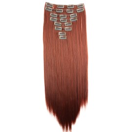 Prettyshop XXL Heat-Resistant Smooth Clip-In Hairpiece Extensions 60 cm Set of 8