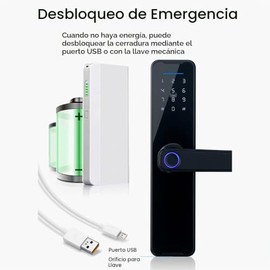 Cerradura Electrnica, Cerradura Inteligente Electrnicacon 5 Mtodos de DesbloqueoHuella DigitalAPPContraseaTarjeta ICLlave Mecnicapara hogar, hotel,...