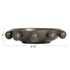 Bloomingville 9.75 Inches Stoneware Bowl with Orbs and Reactive Glaze, Black