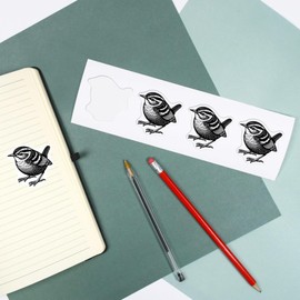 Azeeda 4 x 'Wren Bird' White Premium Vinyl Decal Stickers – Waterproof, Durable & Easy to Apply - Ideal for Car Bumpers, Windows, Bins and More (DW00116284)