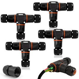 ATPWONZ IP68 Waterproof Junction Box,4 Pieces 3-Way Wire Connectors,External Junction Box With Hole, Waterproof Connector for Cable Diameter 3mm-12mm
