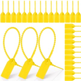 Nuanchu 500 Pcs Plastic Tamper Seals Zip Ties for Fire Extinguishers Blank Security Tags Disposable Self-Locking Signage Trailer Truck Seal Tie, 250mm Length(Yellow)