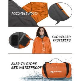 DUKUSEEK Hooded Outdoor Blanket, Extra Large (79"x 59") Waterproof Camping Blanket, Quilted Fleece, Warm, Windproof, Sand Proof, Portable and Wear-Resistant, for Sports, Picnic, Hiking, Travel…