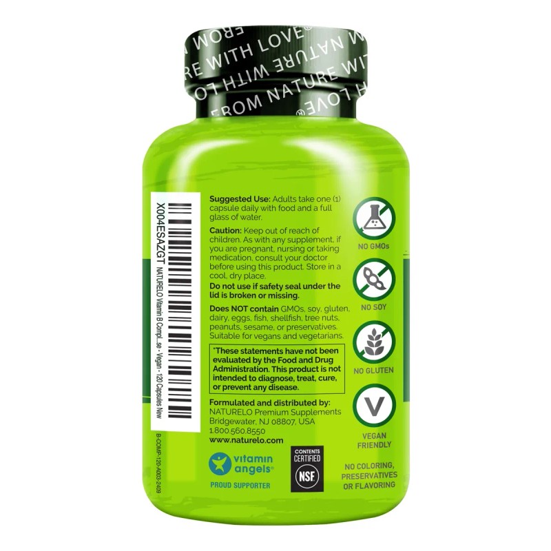 Naturelo Complejo Vitamina B Metil B12 Folato 120 Cápsulas