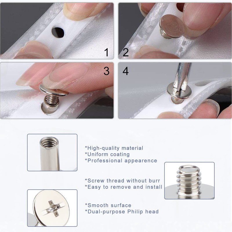 100 Pieces Binding Screws, Stainless Steel Chicago Screws Set, Screw