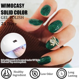 Wimocasy Glitter Gel Nail Polish 7ml Sparkle Jelly Gel Polish Girls Women Soak Off UV Nail Polish for Home Salon DIY Nail Art, Green