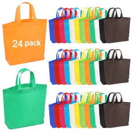 xunhewi 12 | 18 | 24 | 36 | 48 | 54 | 60 Pack Non Woven Tote Bags Multi-Color Reusable Tote Gift Bags for Creative DIY Advertising Environmentally Friendly Shopping (12 Color 24 pack)