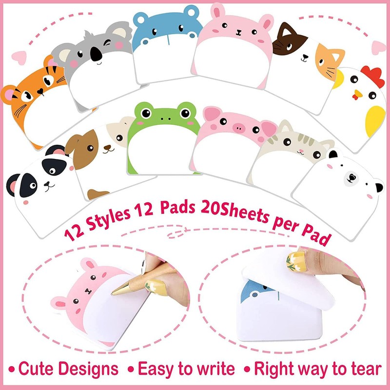 Pack of 12 Sticky Notes, Small Sticky Notes for Children,