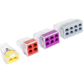 Push-in Wire Connector Wall-Nut 2/4/6/8 Port Conductor Combination Assortment Pack for Junction Boxes, Non-Twist Connector for Solid, Stranded, and Tin Bonded Wire 40 Pack