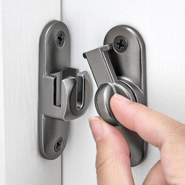 INIRET Grey Barn Door Latches,90/180 Degree Gate Lock,Flip Gate Latches Hardware,Zinc Alloy Right Angle Door Lock Latch,Door Security Sliding Door Latch Lock for Cabinets,Bathroom