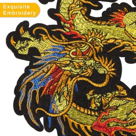 Kissbuty Gold Dragon Patch Embroidered Applique Patch Chinese Dragon Sew on or Iron on Patches for DIY Chinese Dragon Costume, Jeans, Jackets, Clothing, Bags