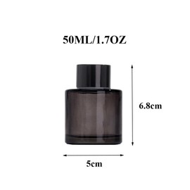 QUUPY 2Pcs 50ML/1.7OZ Glass Diffuser Bottle Empty Refillable Essential Oil Perfume Jars Fragrance Accessories for DIY Aromatherapy Diffuser Crafts Bathroom Decoration(Grey)