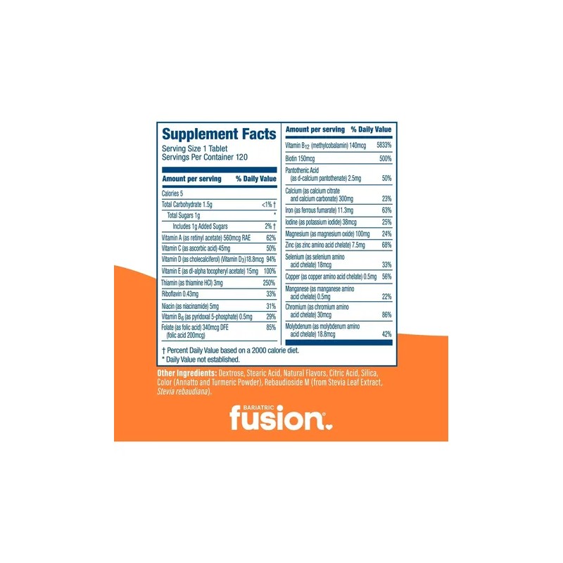 Bariatric Fusion Multivitaminas Masticables Naranja Post Cirugía 120 Tabs