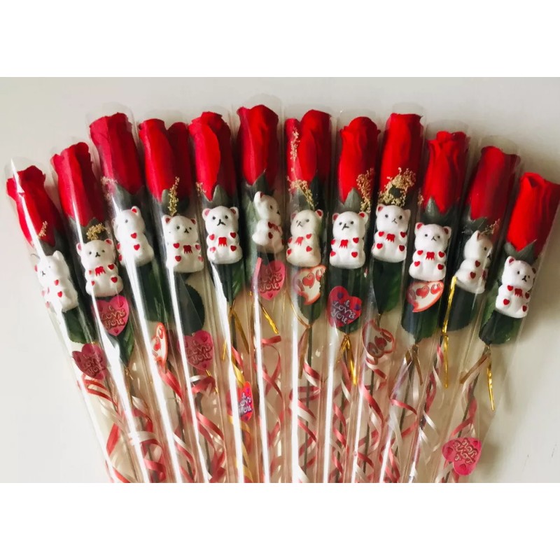 Melody Rose 12 pc Red Rose Flower&B.Bear Valentine's Day/Wedding/Ch