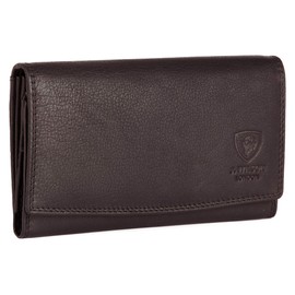 J. Wilson London Ladies Designer RFID Safe Protection Luxury Quality Soft Nappa Leather Purse Multi Credit Card Women Clutch Wallet with Zip Pocket (Brown)