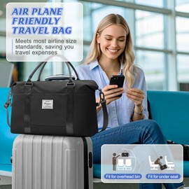 BJLFS Weekender Bag for Women Travel Duffel Bag with Shoes Compartment Lightweight Carry on Luggage Bag for Airplanes Overnight Duffle Bag Waterproof Beach Bag Sports Gym Tote D1