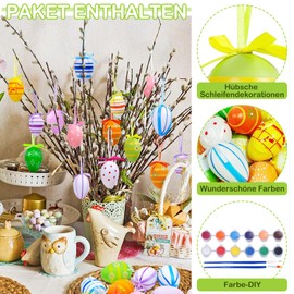 Camiki Art Easter Eggs for Hanging, Pack of 24 Plastic Easter Eggs for Painting, Easter Eggs for Hanging Outdoor and Indoor, Easter Eggs Decoration for Easter Decoration, Easter Shrub Decoration,