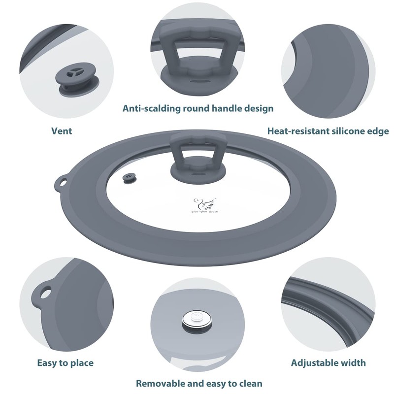 Vented Tempered Glass Universal Lid for Pot Pan Skillet with