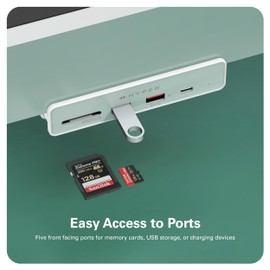 HyperDrive 6in1 USB Hub Adapter: HDMI 4K60Hz, USB-C 10Gbps, 2 USB-A 10Gbps, SD UHS-I, MicroSD UHS-I for iMac 2021 24 inch